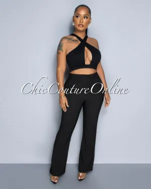 Lottie Black High Waist Trouser Pants