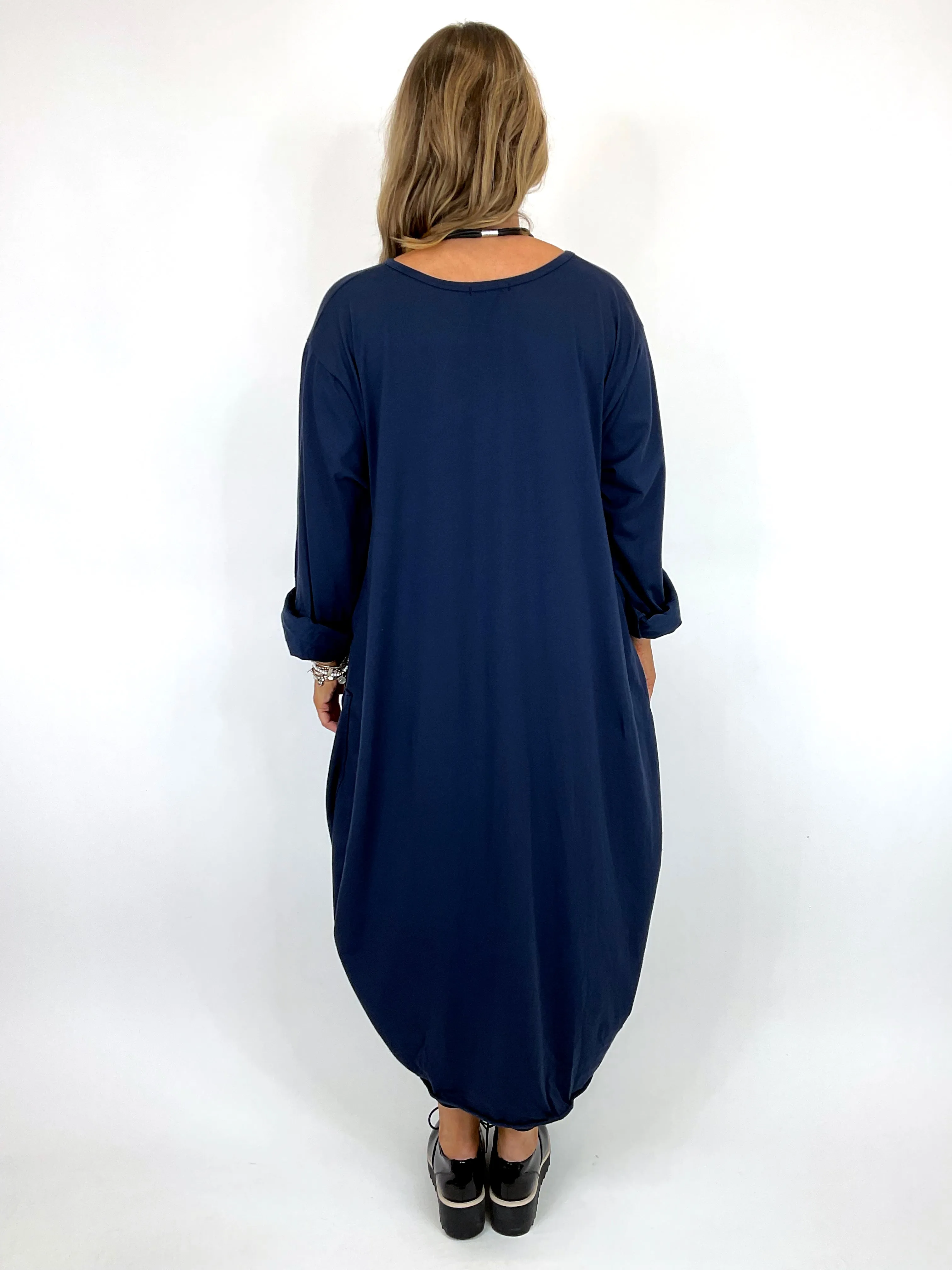 Made in Italy Lagenlook Martha Pocket Tunic in Navy. Code 9904