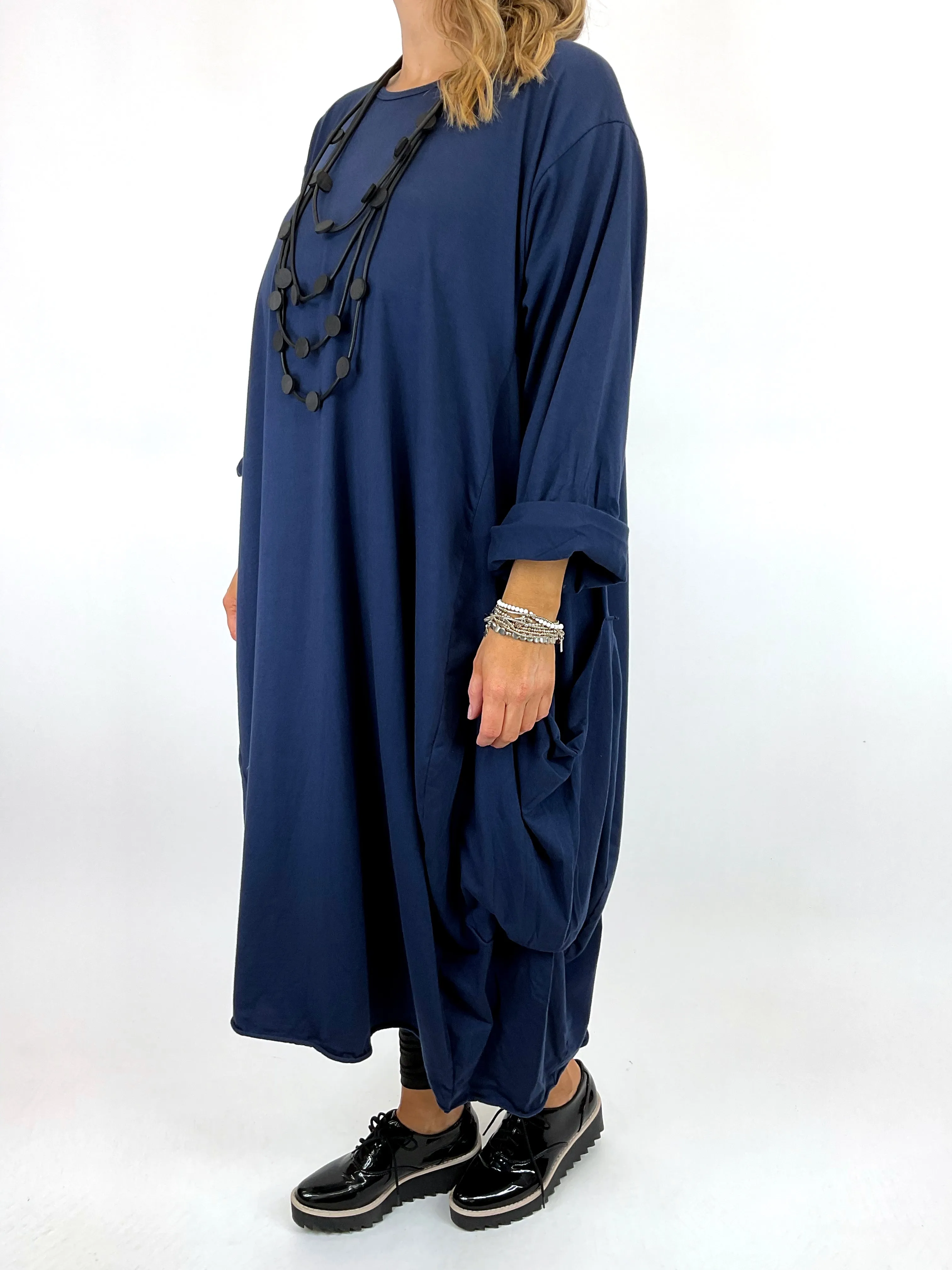 Made in Italy Lagenlook Martha Pocket Tunic in Navy. Code 9904