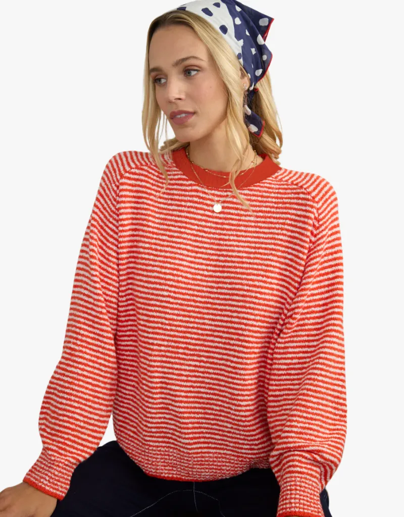 Margaret O'Leary Lola Pullover Sweater in Tomato Stripe