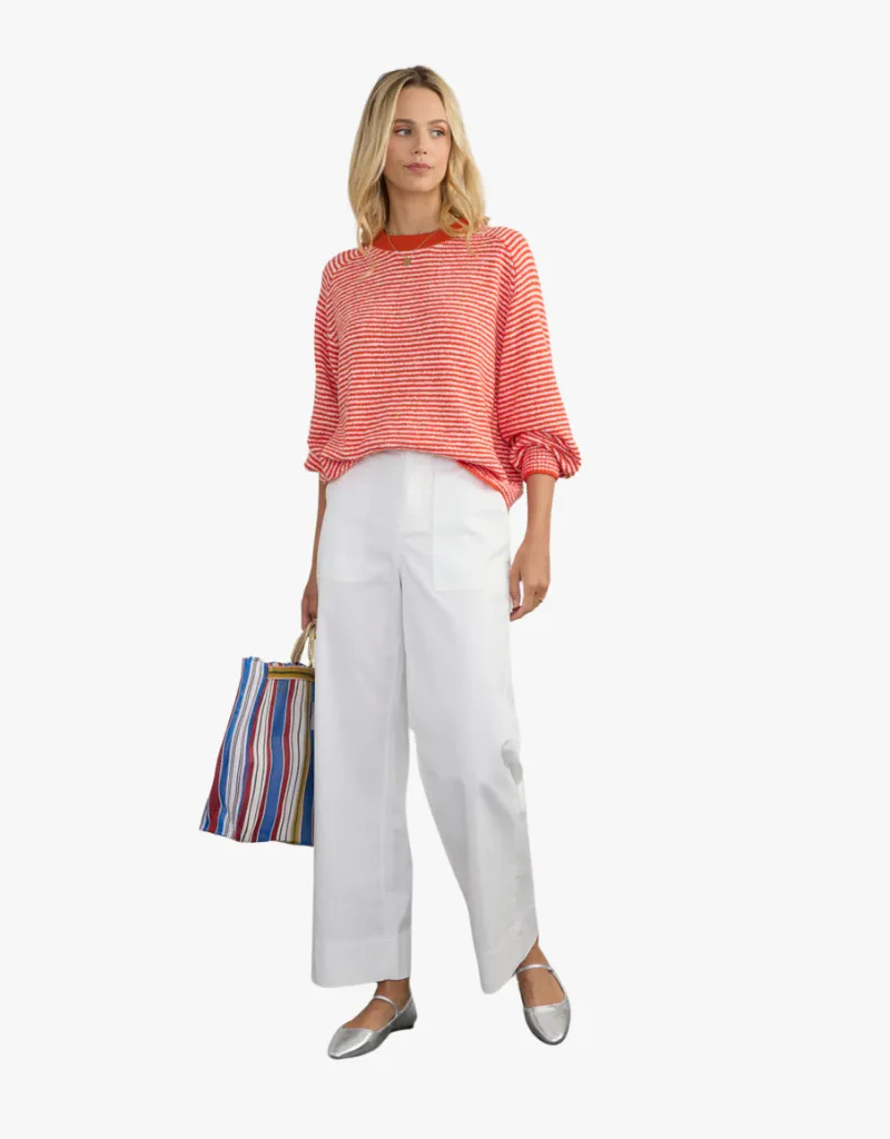 Margaret O'Leary Lola Pullover Sweater in Tomato Stripe