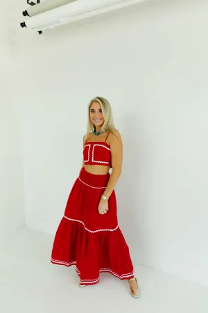 Maria Maxi Skirt - Red