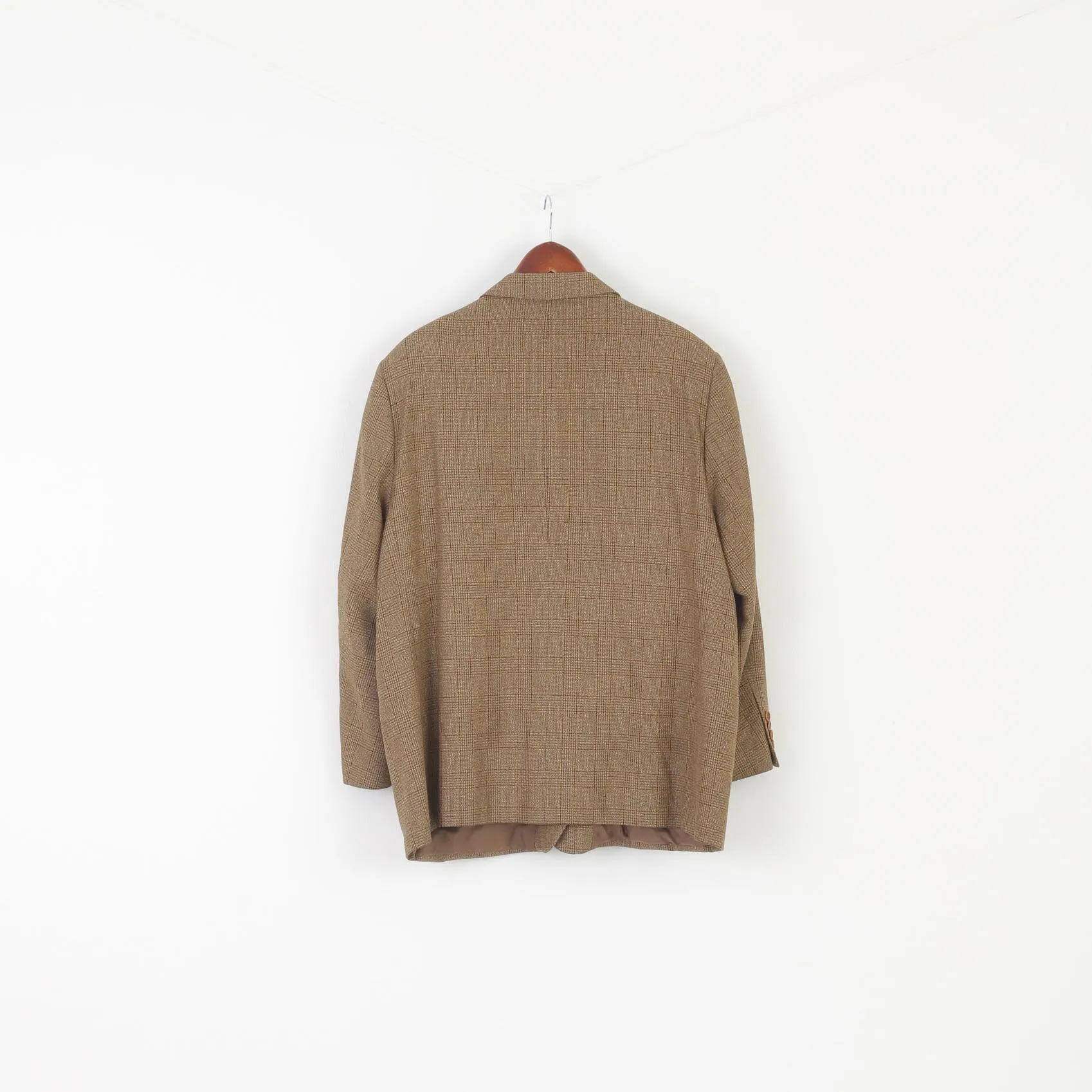 Marks & Spencer Italian Soft Men 50 Blazer Brown Check Silk Wool Blend Italy Jacket