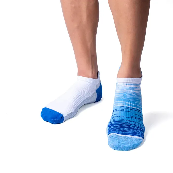 Men's Ankle Compression Socks (2 Pack) | Everyday White Blue Mix | Dr. Motion