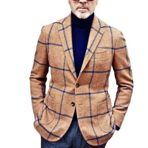 Men's Checkered Plaid Blazer Autumn