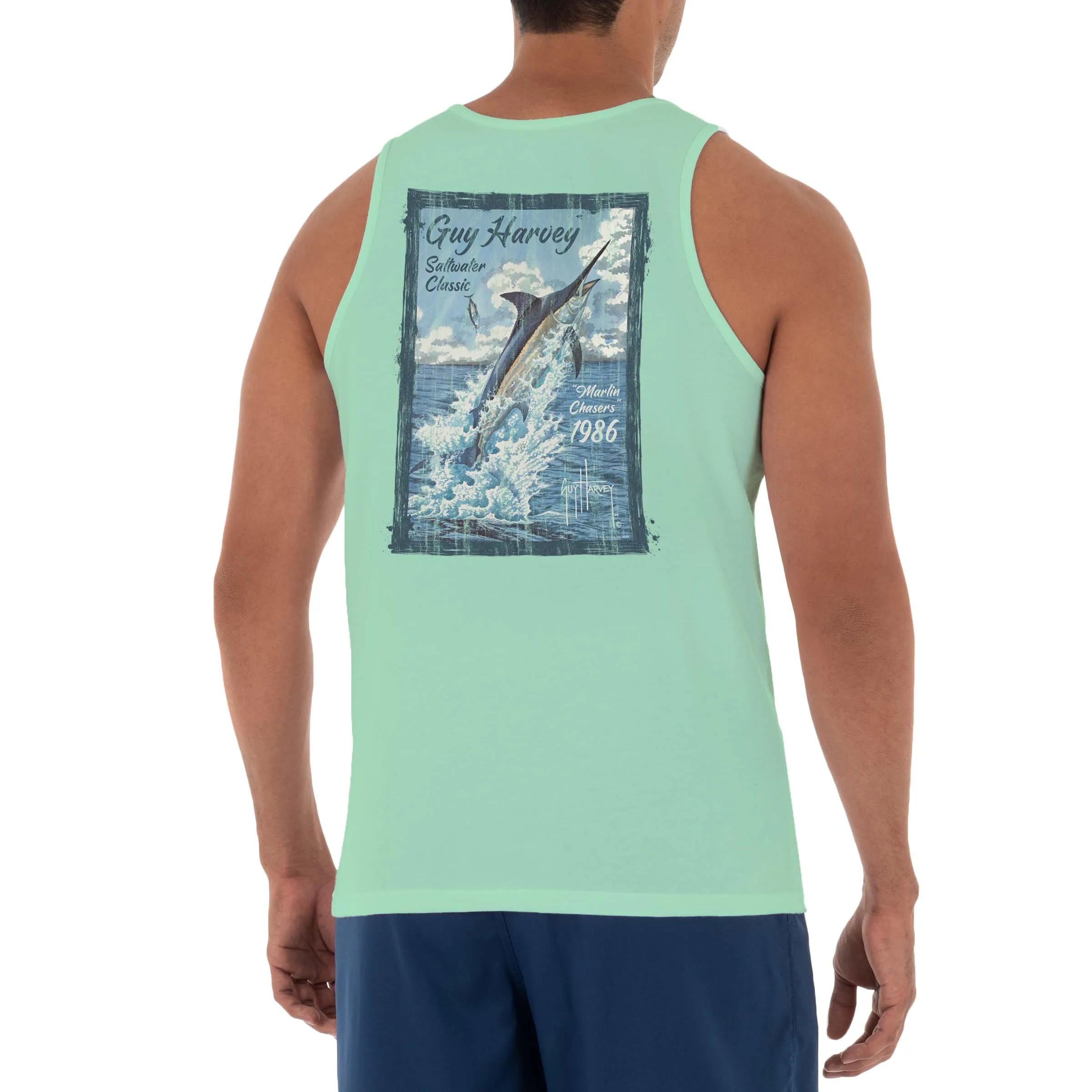 Men's Marlin Chaser Green Tank Top