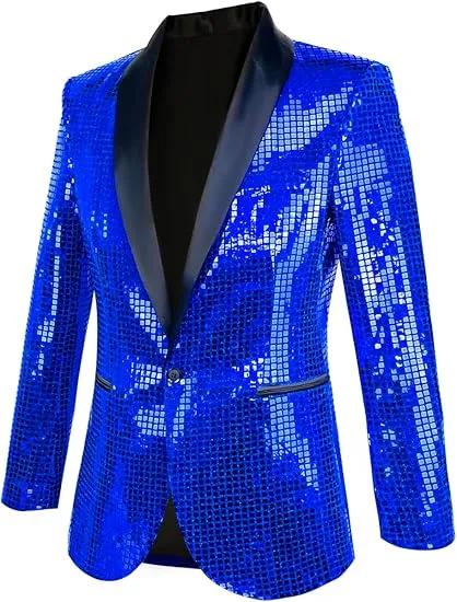 Men's Shiny Disco Pink Metallic Party Blazer