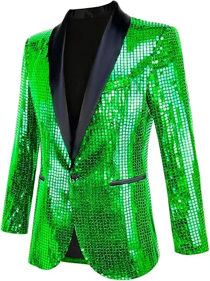 Men's Shiny Disco Pink Metallic Party Blazer