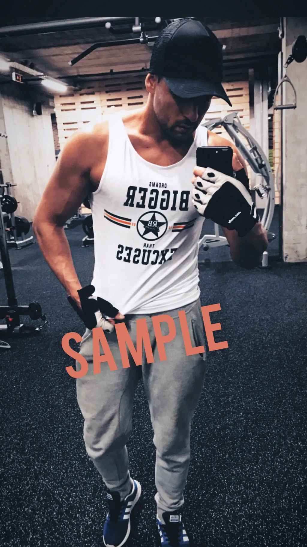 Men's Training Tank Top "Excuses Don't Burn Calories" MD907 Yellow