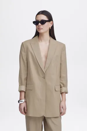 NATURAL LINEN BLEND BLAZER