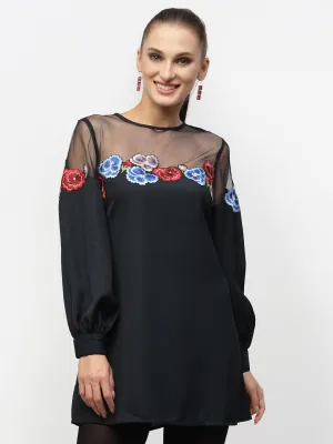 Navy Blue Embroidered Tunic