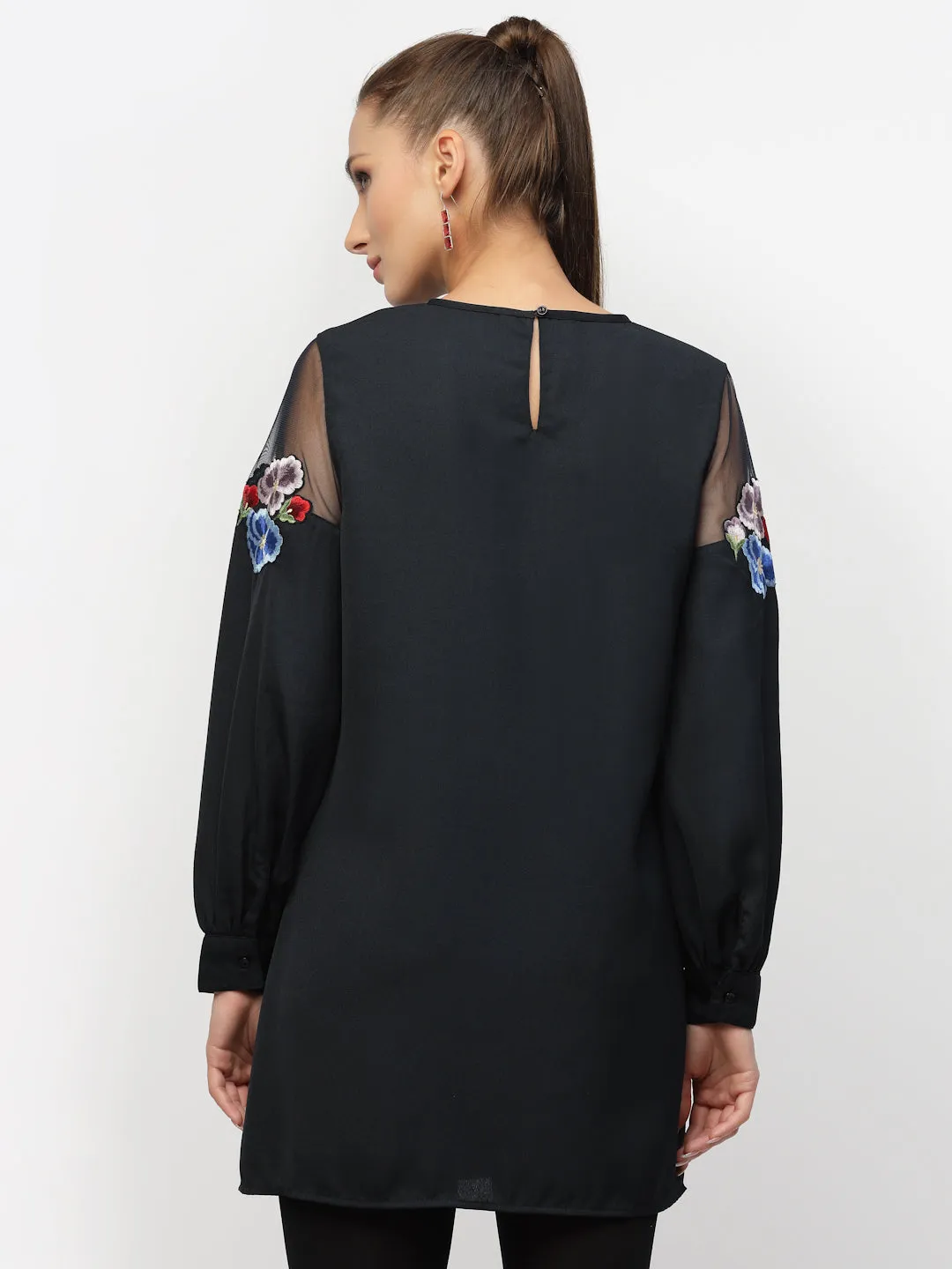 Navy Blue Embroidered Tunic