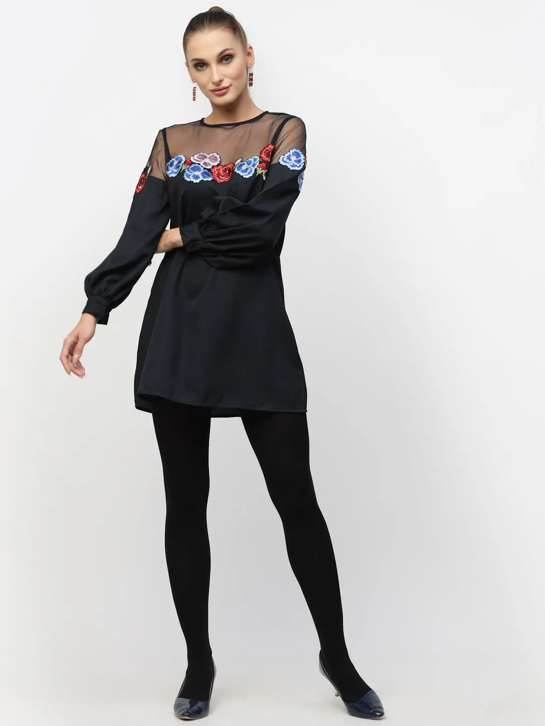 Navy Blue Embroidered Tunic