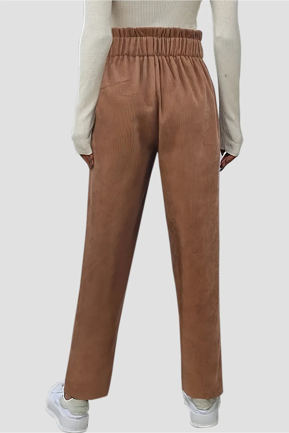 NicholesGifts Women Decorative Button High Waist Pants