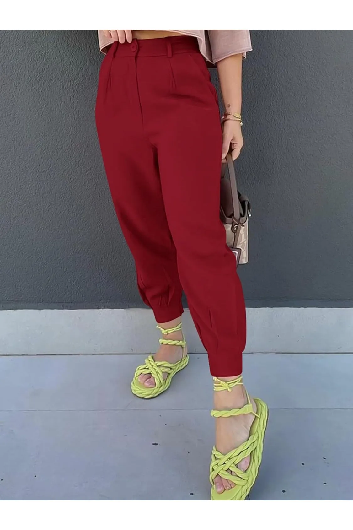 NicholesGifts Women High Waist Cropped Pants