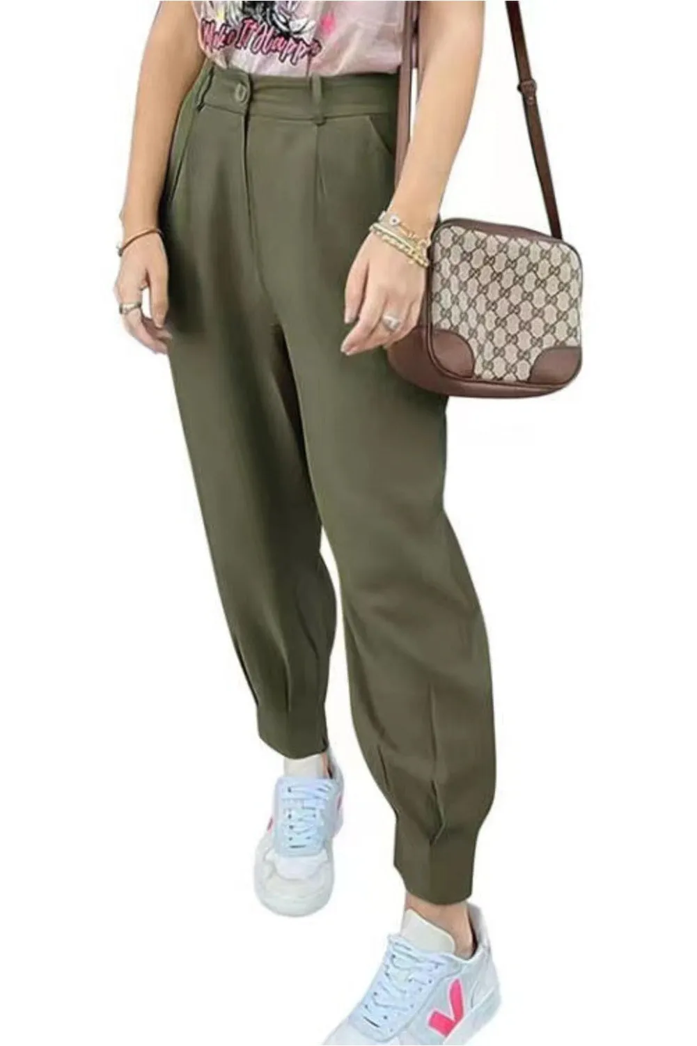 NicholesGifts Women High Waist Cropped Pants