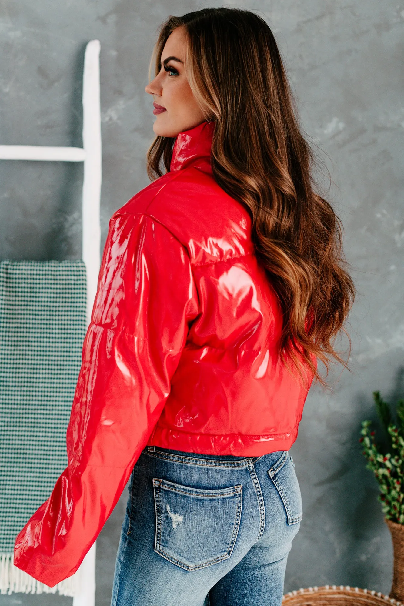 Not That Innocent Patent Leather Puffer Jacket (Red)