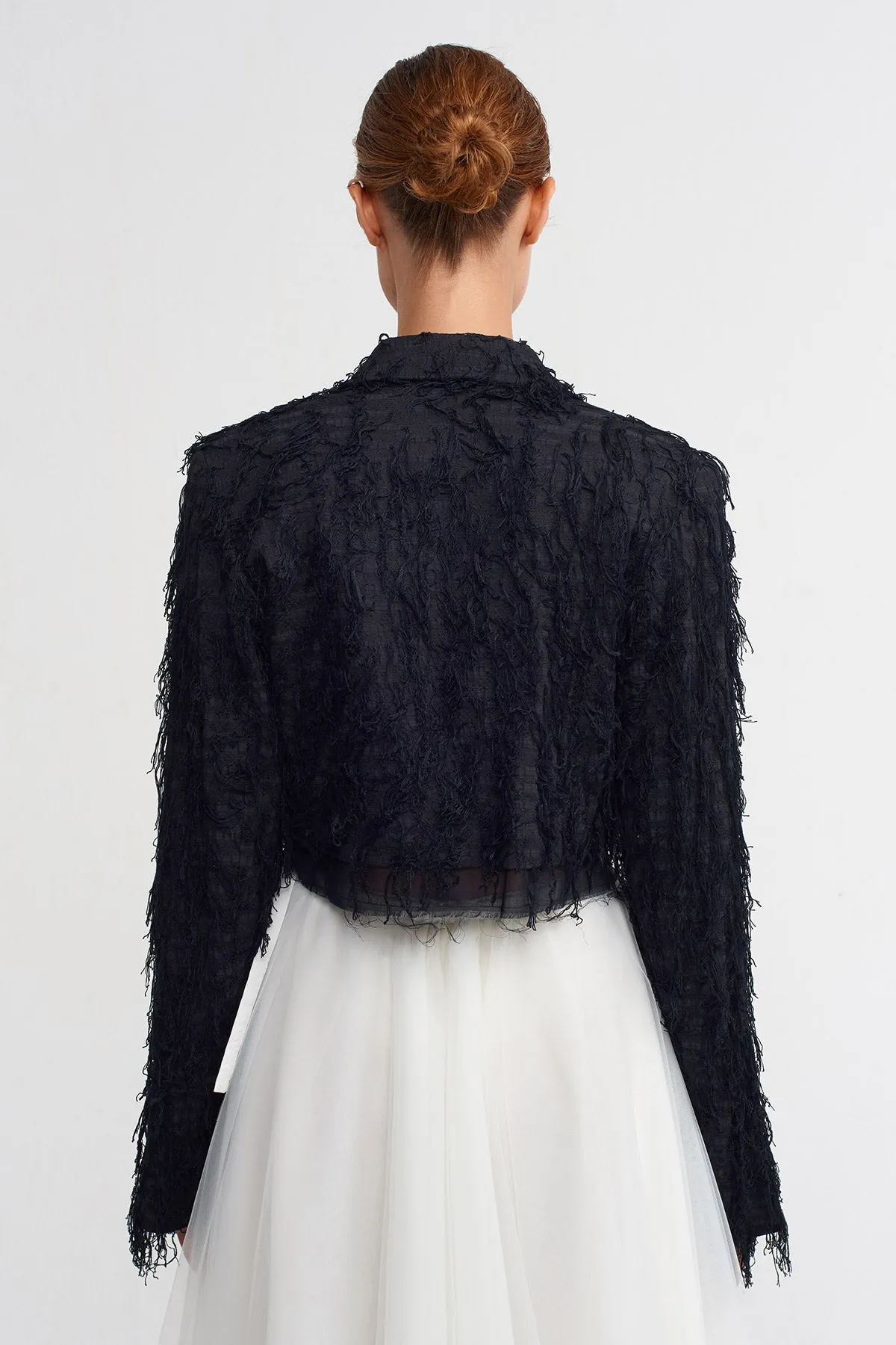 Nu Thread Detail Crop Jacket Black