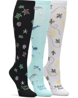 Nurse Mates Compression Socks 3 Pair Packs - Endangered Species