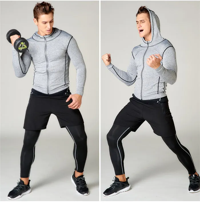 OSS - Gym Fitness Clothing Sets - Men Workout Outfit Apparel Gym Outdoor Compression Set