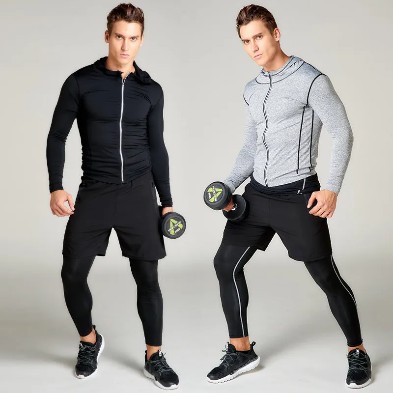 OSS - Gym Fitness Clothing Sets - Men Workout Outfit Apparel Gym Outdoor Compression Set