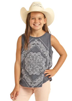 Panhandle Slim® Girls Blue Bandana Print Tank Top