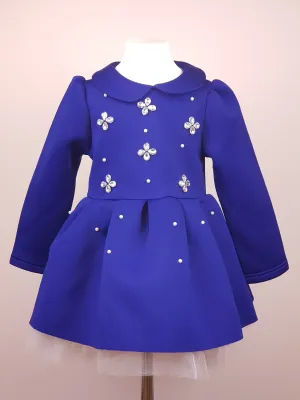 Party Dress with Crystal Flowers Embroideries