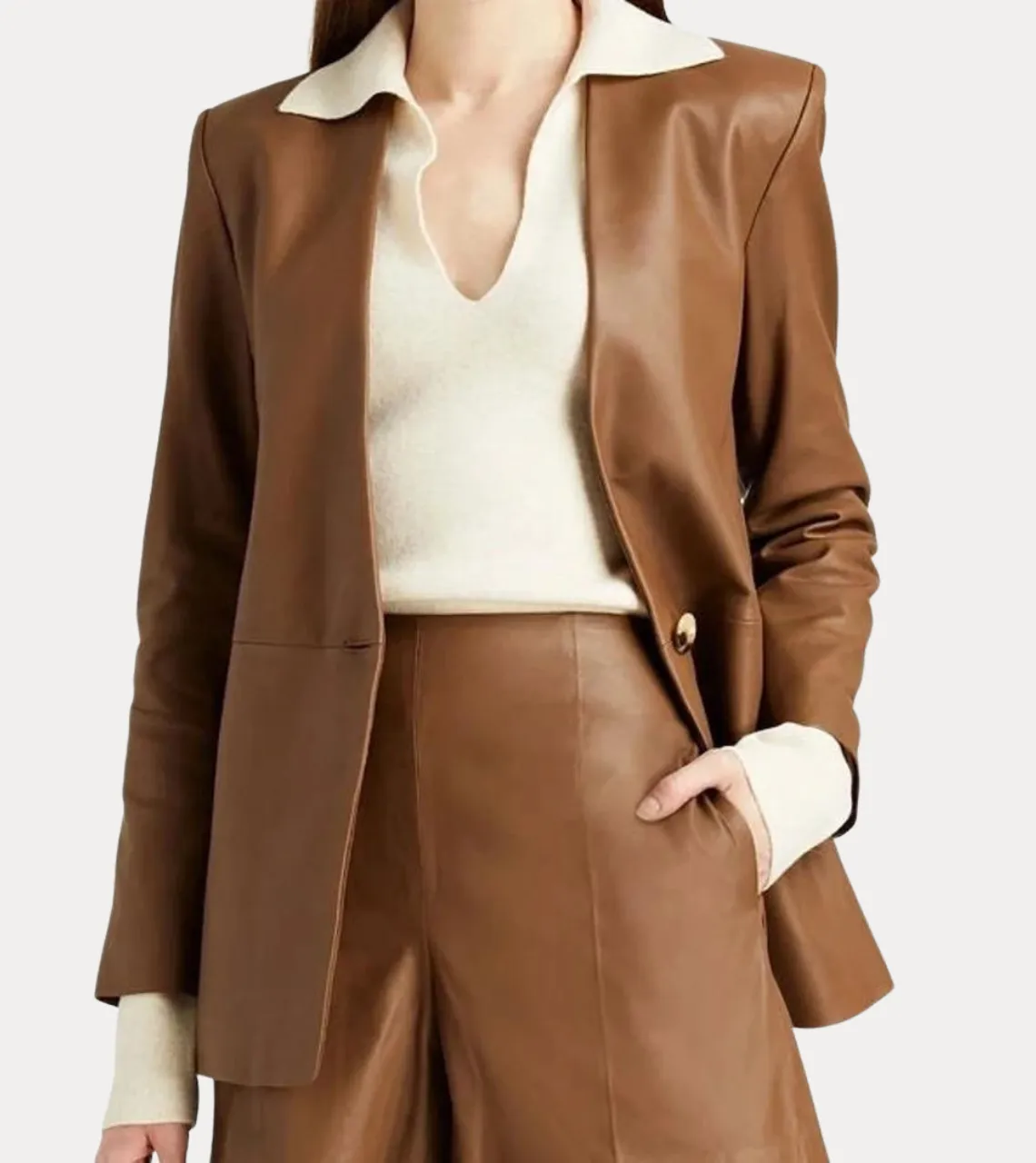 Patricia Brown Women's Leather Blazer