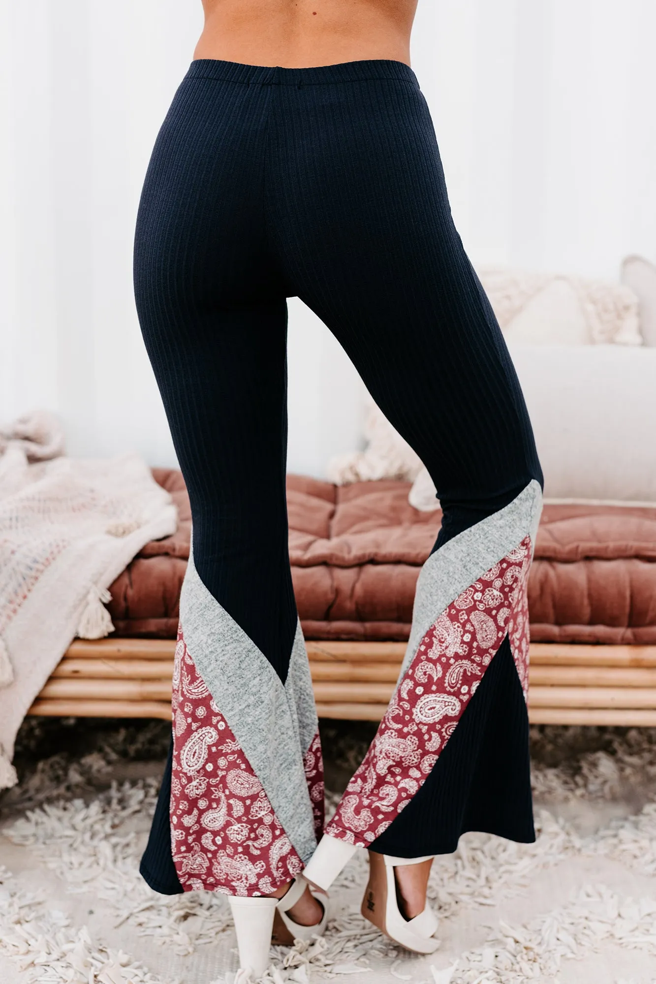 Peaceful Presence High Waist Flare Pants (Navy)
