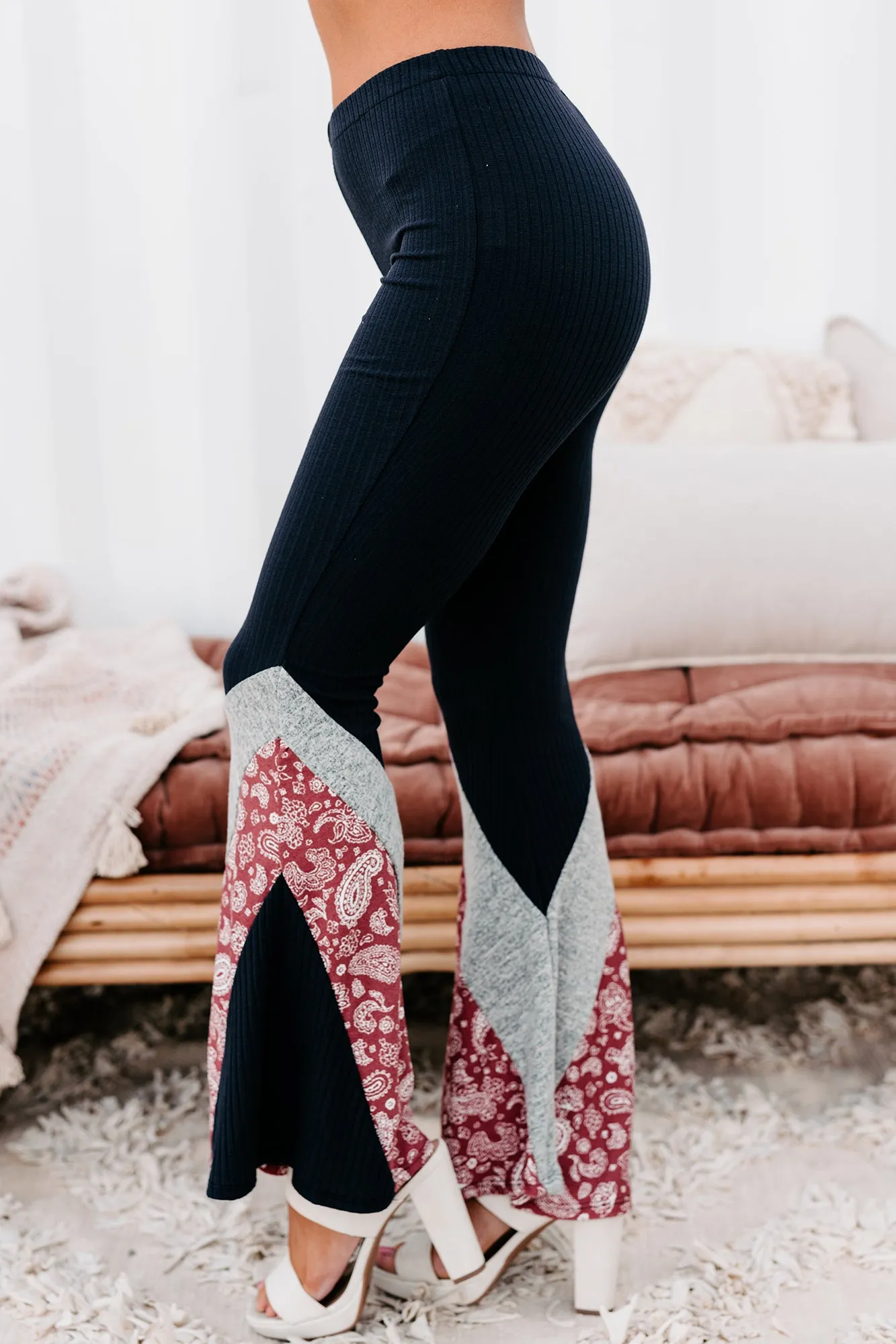 Peaceful Presence High Waist Flare Pants (Navy)