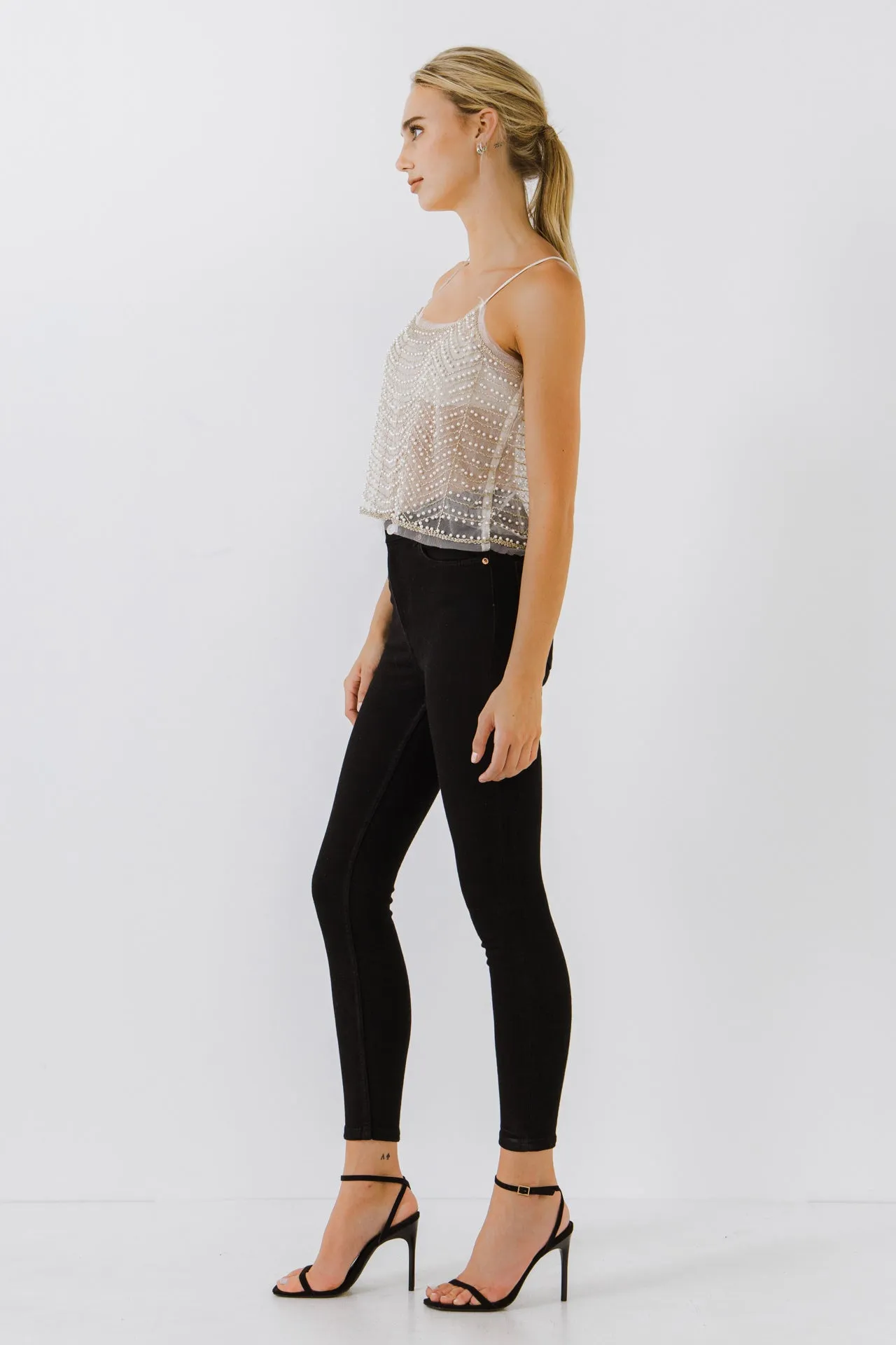 Pearl Embellished Tank Top