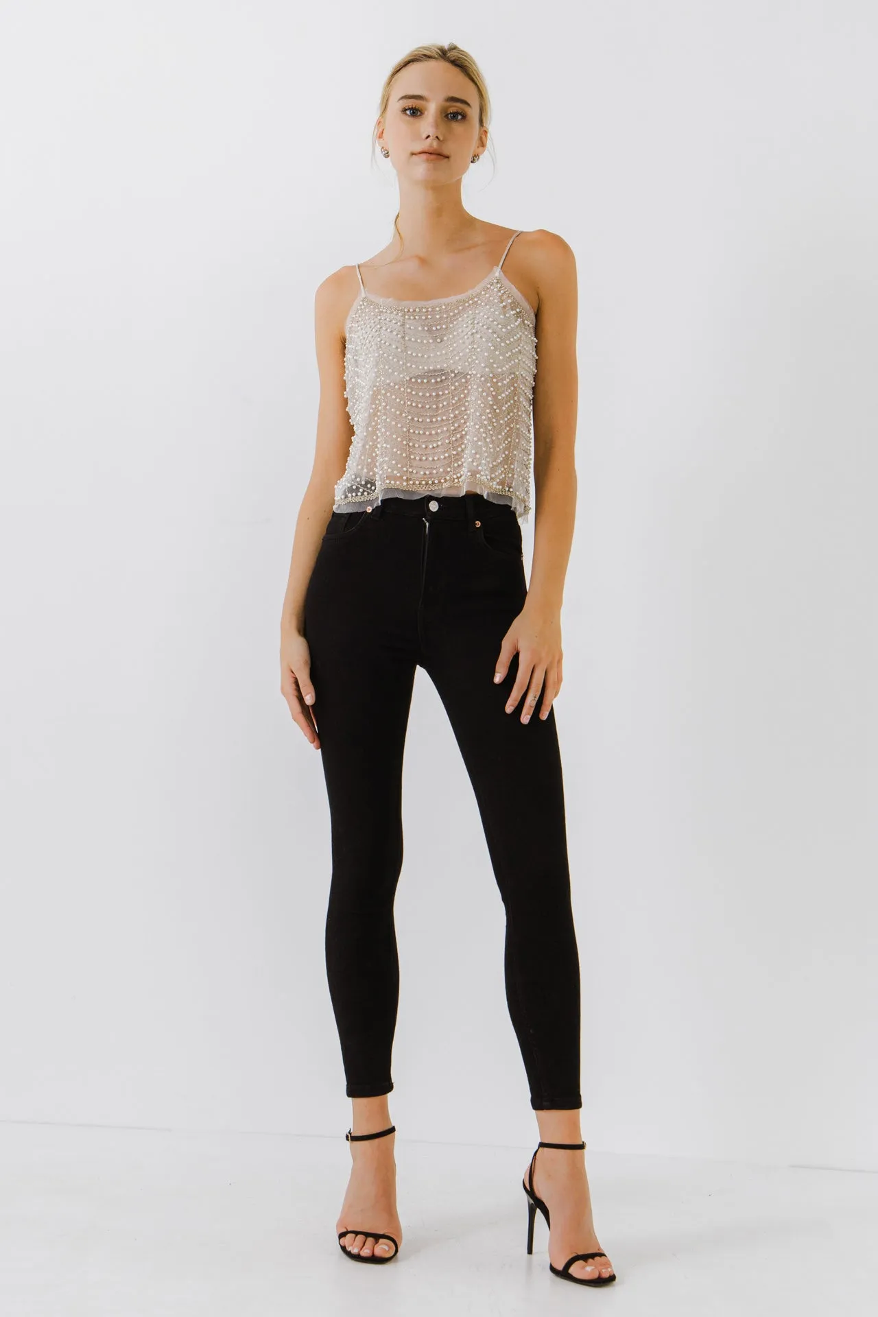 Pearl Embellished Tank Top