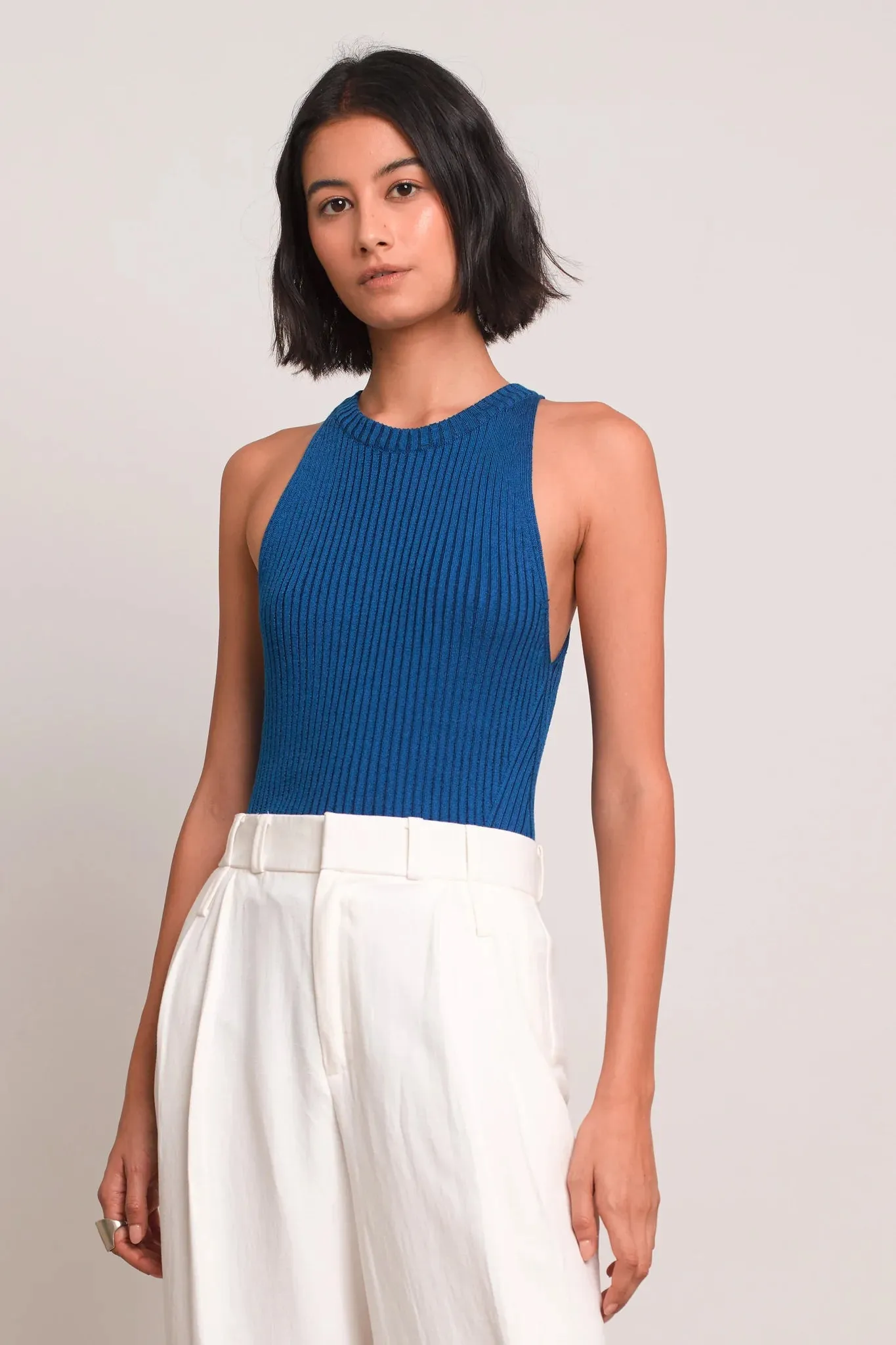 Pia Sleeveless Blue Tank