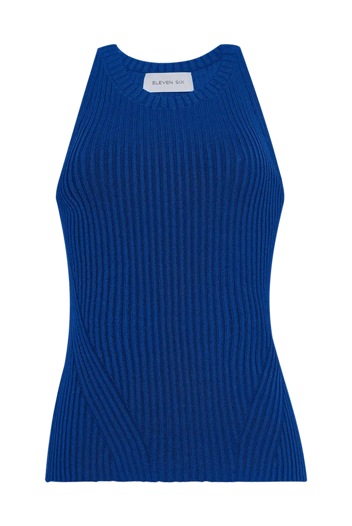 Pia Sleeveless Blue Tank