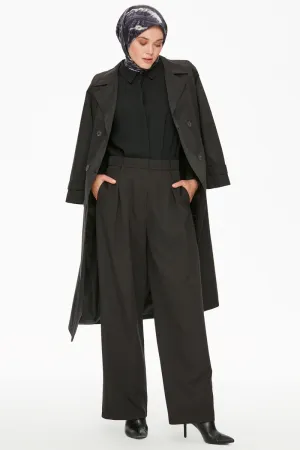 Pile detailed high waist pants -