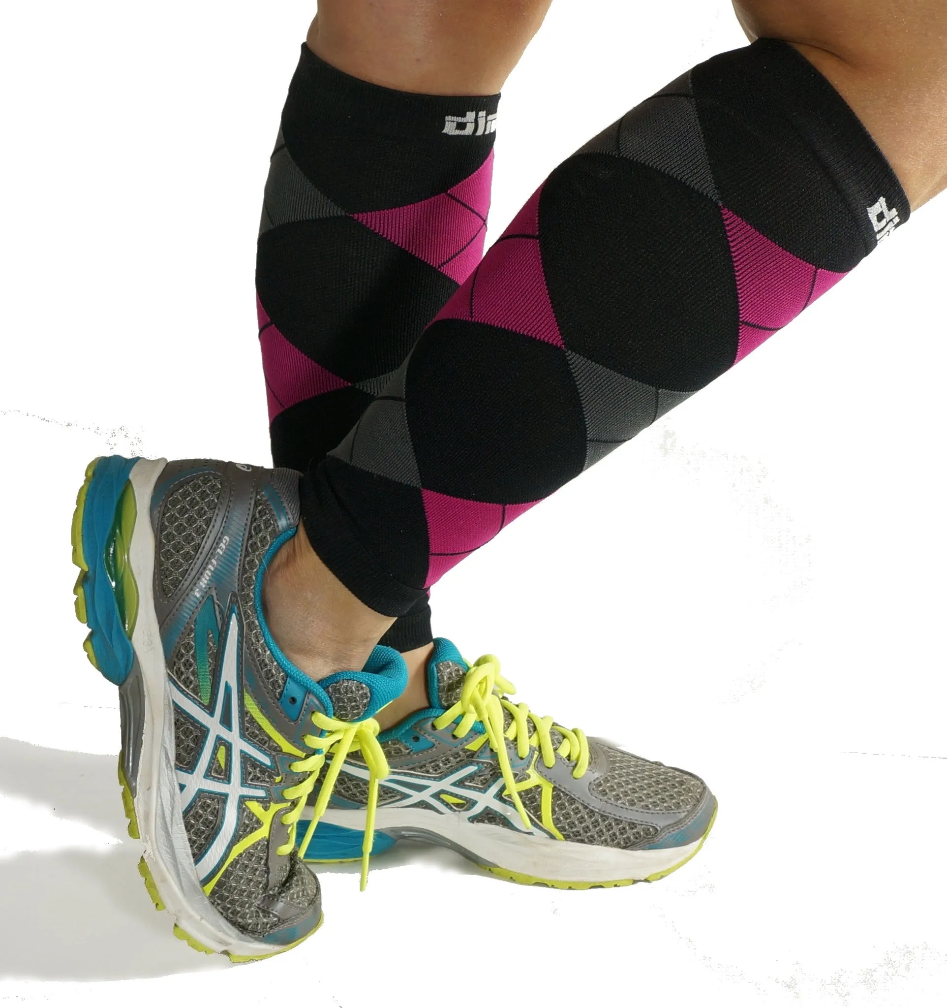 Pink Argyle Graduated Calf Compression Sleeves