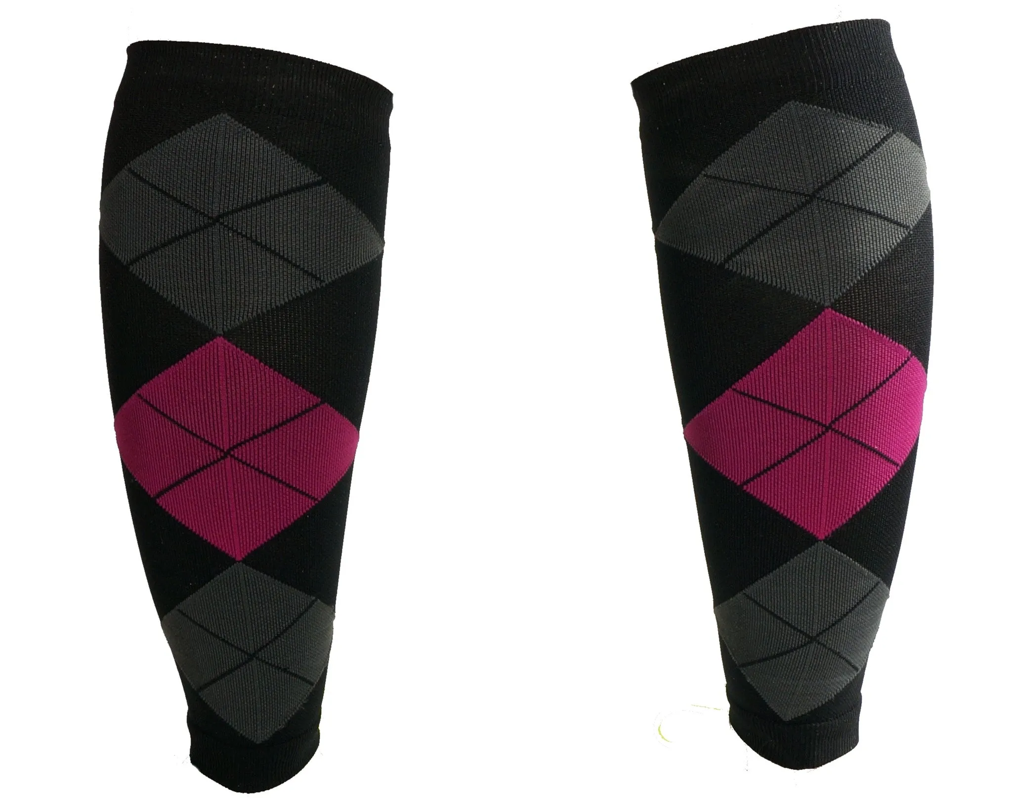 Pink Argyle Graduated Calf Compression Sleeves