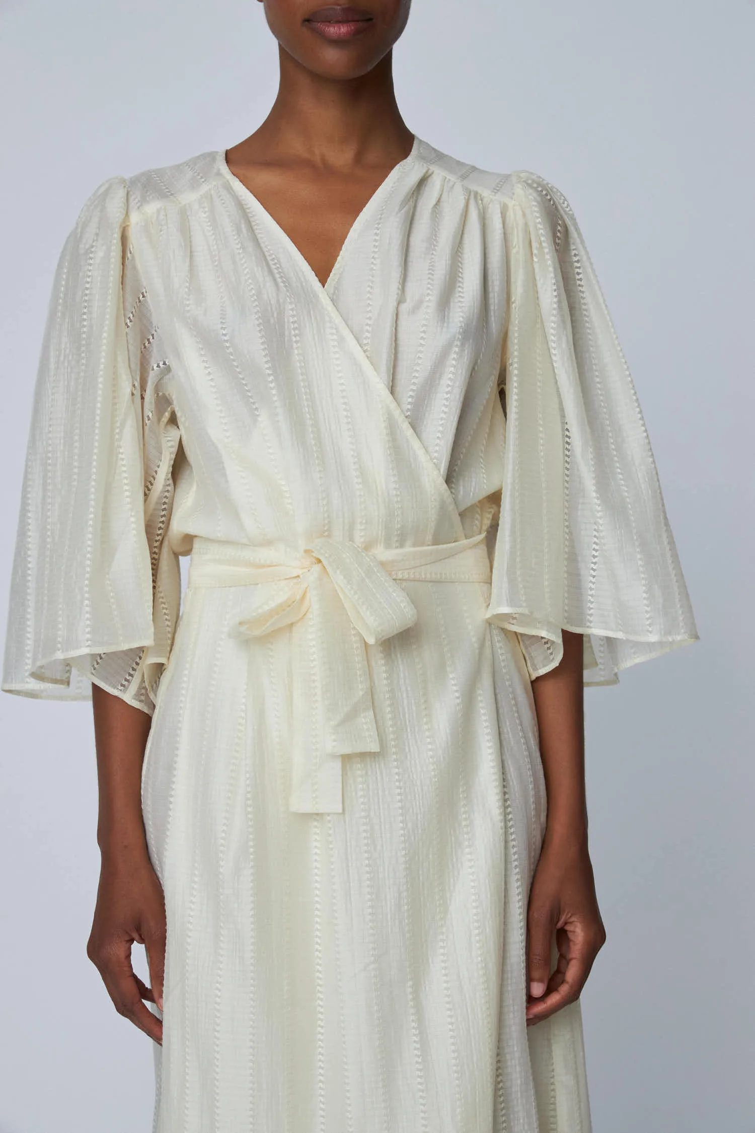 Pointelle Wrap Dress - Vanilla