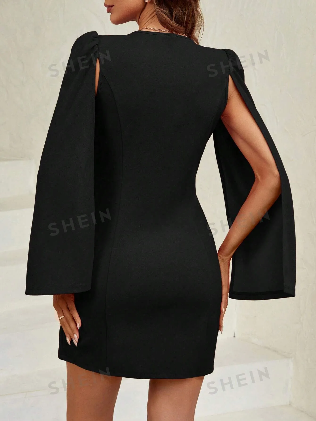 Privé Cloak Sleeve Double Breasted Blazer Dress
