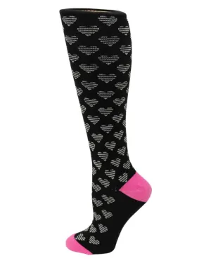Pro-Motion Women's Compression Socks | Black & White Hearts