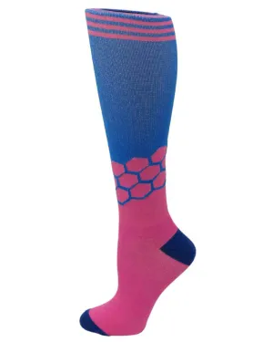 Pro-Motion Women's Compression Socks | Navy & Pink Honeycomb