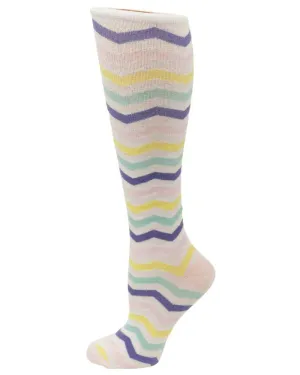Pro-Motion Women's Compression Socks | Pastel Zig Zag Stripes