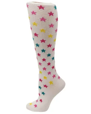 Pro-Motion Women's Compression Socks | White Bright Stars