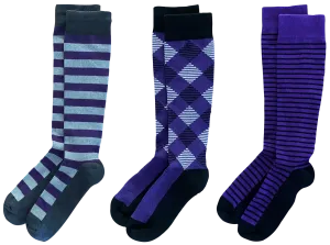 Purple 3-pack of American Made 15-20mmHg OTC Compression Socks