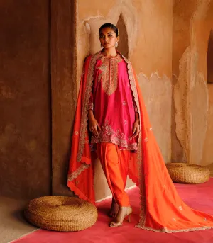 Rani Pink Zardosi Embroidered Tunic Set