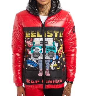 Reelistik-Rap Genius Puffer Jacket-Black/Red