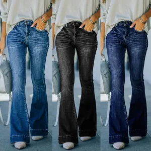 Retro Street High Waist Large Stretch Flared Pants
