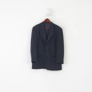 Ritex Men 42 Blazer Navy Wool Cashmere Vintage Switzerland Single Breasted Jacket