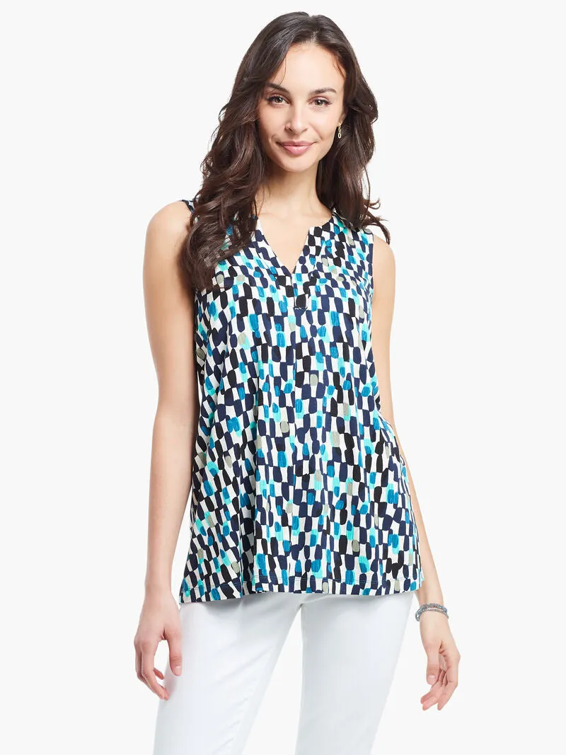 Riviera Rain Tank in Green Multi