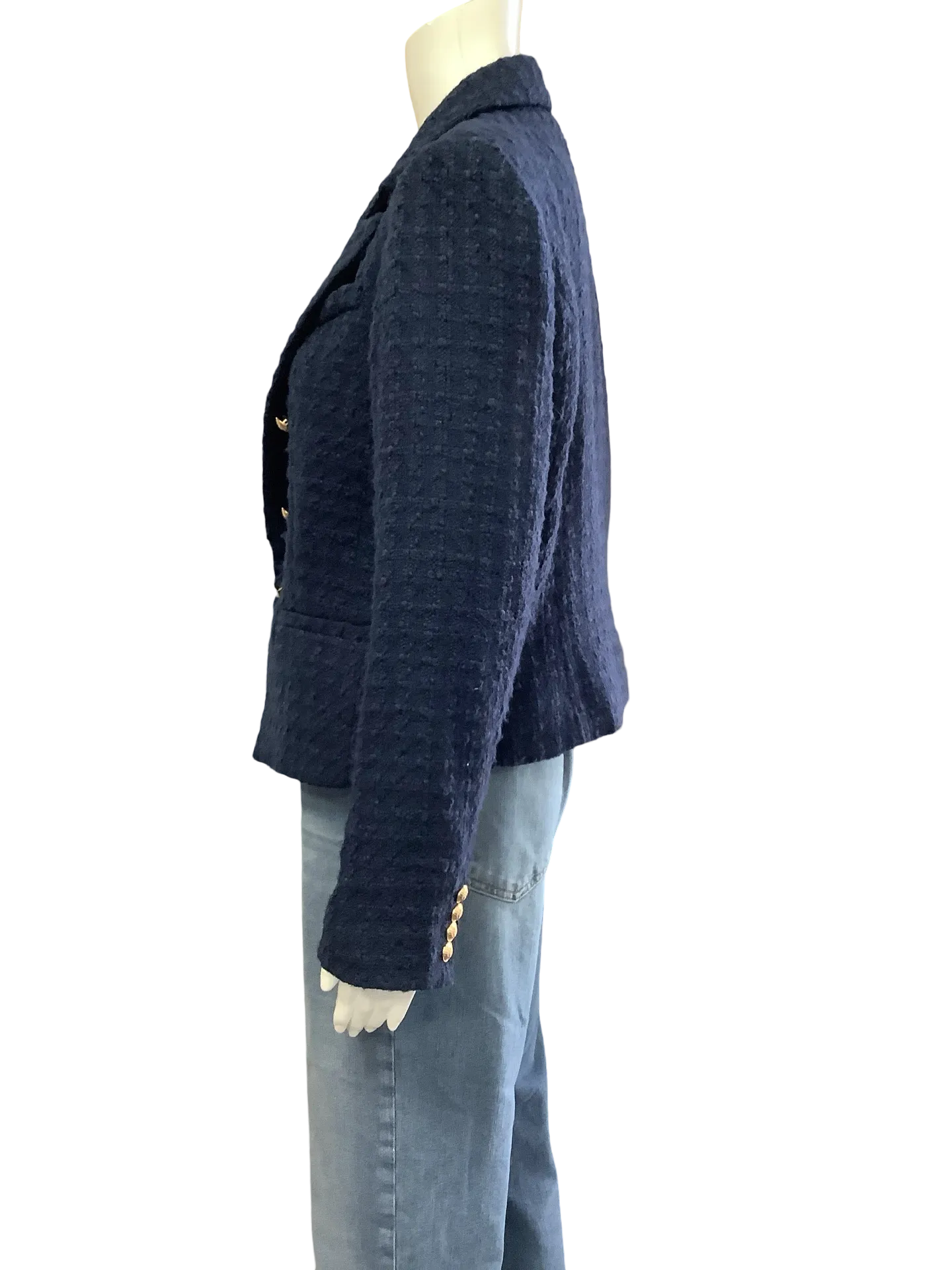 Sam Edelman Women's Tweed Open Jacket Blue Size: M